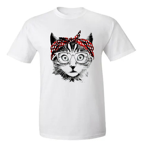 Remera Gato Bandana Diseño Unico - Cute Adultos Y Niños 