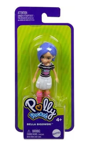 Polly Pocket Basica Boneca Bella Blusa Listrada Saia Branca