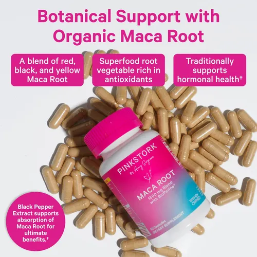 Suplementos De Fertilidad Pink Stork Maca Raíz De 1500 Mg, 6