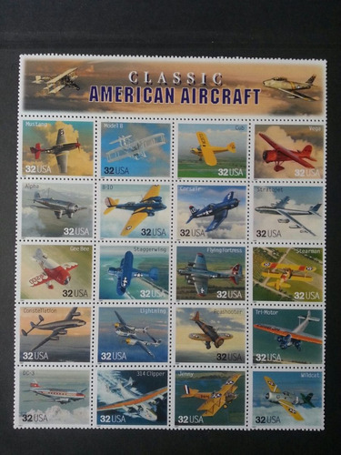 História Da Aviação - Selos Estados Unidos/1997