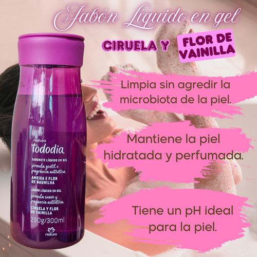 Jabón Líquido Gel Ciruela Flor Vainilla 300ml Natura Tododia