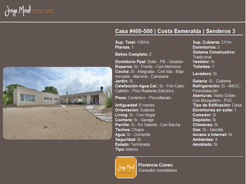 Casa Interno #400-500 - Costa Esmeralda - Senderos 3 - 1381m2 #id 10761