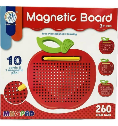 Lousa Magnetica Brinquedo Magpad Maçã Com Cartões Desenhos
