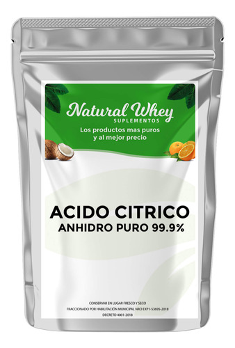 Acido Citrico Anhidro Puro 99.9% / 500 Gramos / Natural Whey