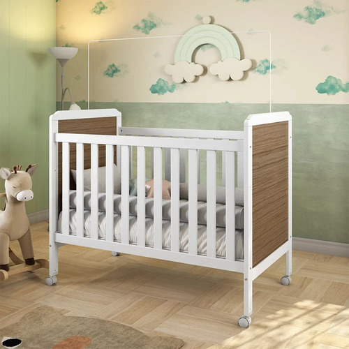 Berço Mini Cama 2 Em 1 Cloe Móveis Peroba Branco Gb