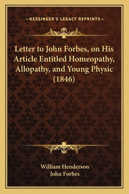 Libro Letter To John Forbes, On His Article Entitled Home...