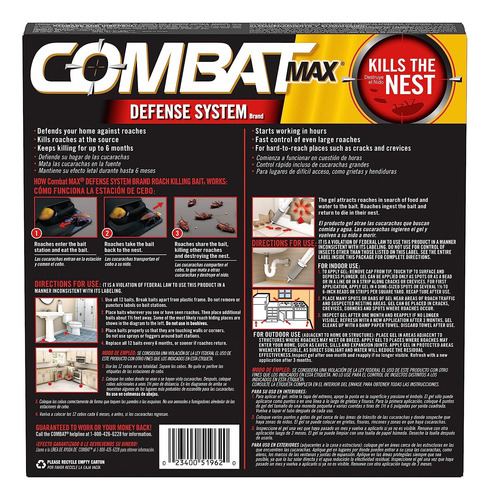 Combat Max Mata Cucarachas Cebo 12 Trampas + 1 Jeringa