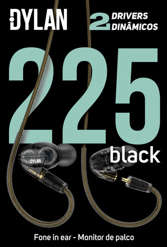 Fone Ouvido In-ear Dylan De-22 Black Monitor De Palco