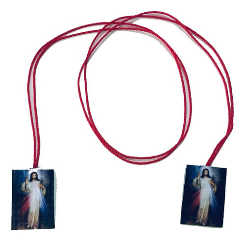 64 Collar Hilo Rojo Escapulario Jesus De La Misericordia