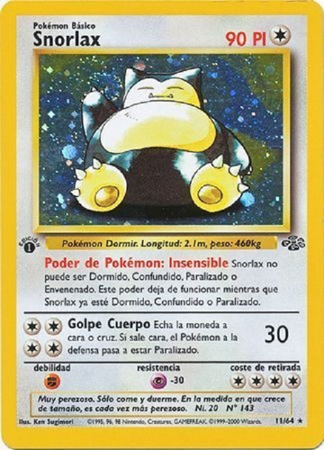 Snorlax 11/64 Holo Raro Pokemon Tcg