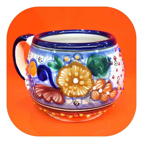 Imagen 2 de 2 de Tarro Chocolatero De Talavera Poblana Color 500 Ml Grande Tg