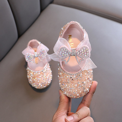 Sandalias De Princesa Fiesta Boda Niñas Con Lazos Y Perlas