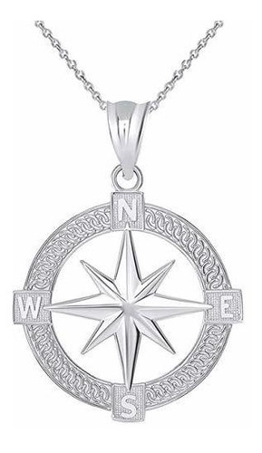 Collar - Nautical Jewelry Sterling Silver Round North Star C