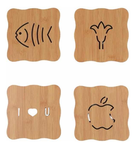 Posavasos De Madera Aislantes De Calor Cocina Pack X6