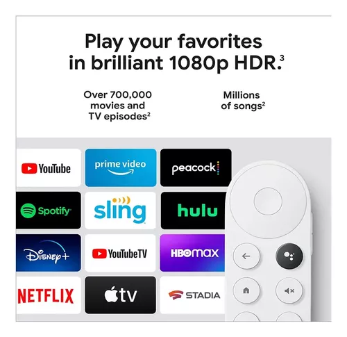  Google Chromecast con Google TV (4K) - Streaming Stick  Entertainment con búsqueda por voz, mira películas, programas y televisión  en vivo en 4K HDR - Nieve : Electrónica