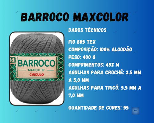 Barbante Círculo Nº 6 Barroco Maxcolor -  452m - 400g - Azul Candy 2012