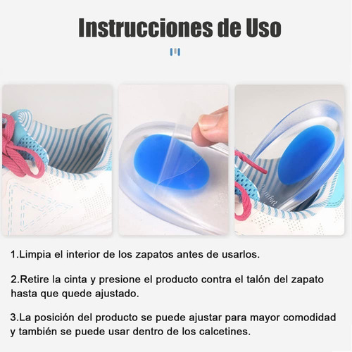 Imagen 8 de 10 de 2 Pares Plantillas Ortopedicas Taloneras Silicona Fascitis