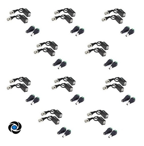 Imagen 5 de 7 de Pack X 10 Balun Hd Ahd Cvi Tvi Plug Par Dc Utp Cctv Camara Seguridad Dvr
