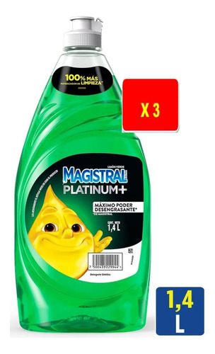 Detergente Magistral Multiuso Limón Botella 1.4 L X 3 Uni.