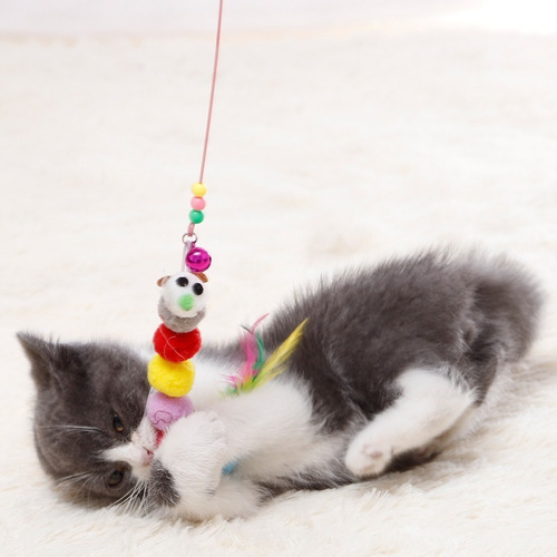Imagen 6 de 7 de Varita Interactiva Con Plumas Para Diversión Gatos/perros