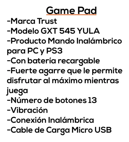 Joystick Inalámbrico PS3/PC Recargable Trust Gaming® Yula GXT 545