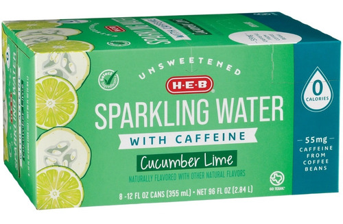 Agua Mineral Con Gas Sabor Pepino Con Limón Con Cafeína Impo