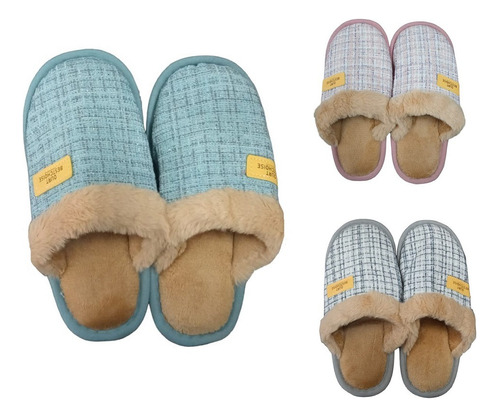 Pantuflas De Terciopelo Con Peluche Zapatos Apeluchado