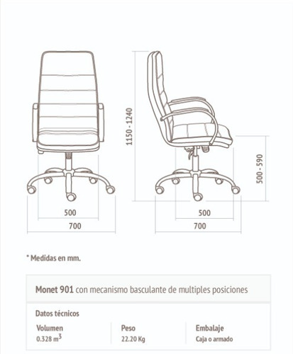 Imagen 2 de 6 de Sillón Gerencial Oficina Alto Cromado Basculante Monet 901