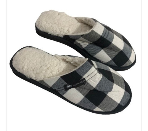  Pantufla Hombre Algodon Cuadrille Con Corderito Xy 97  