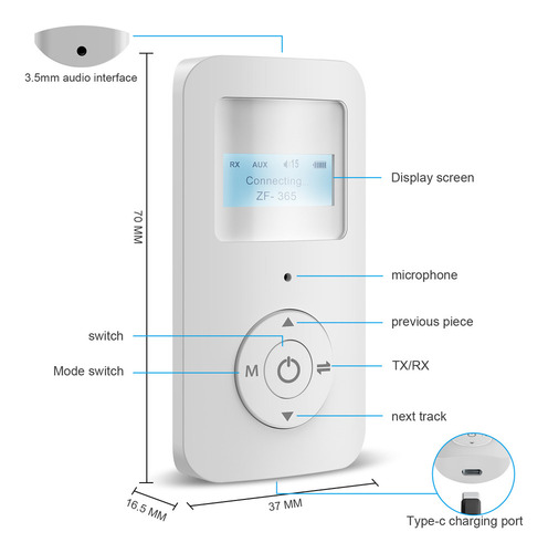 Transmisor Y Receptor Bluetooth 5.0 Transceptor De Audio Blu