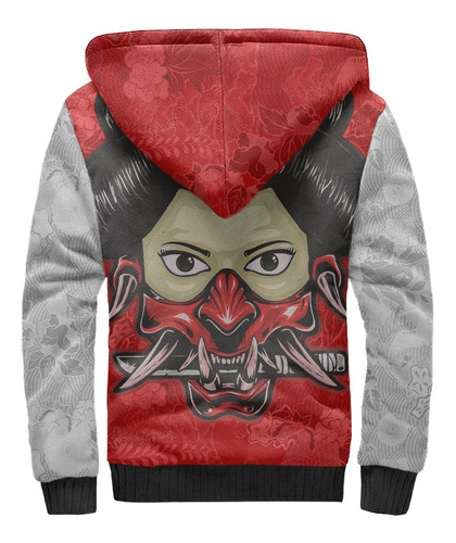 Imagem 2 de 4 de Jaqueta Forrada Peluciada Japão Oriental Geisha Oni Floral