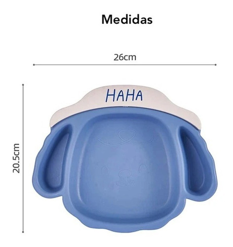 Juego De Plato Cubiertos Comida Para Bebes Cara Perro 1 Pza