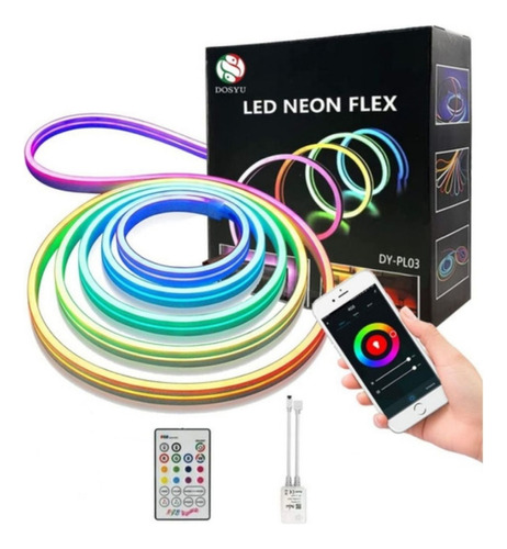 Tira Led Multicolor Neón Audiorítmico Control/app 5mts Rgb