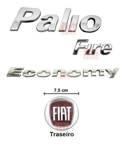 Emblemas Palio Fire Economy + Fiat Traseiro - 2009 À 2010