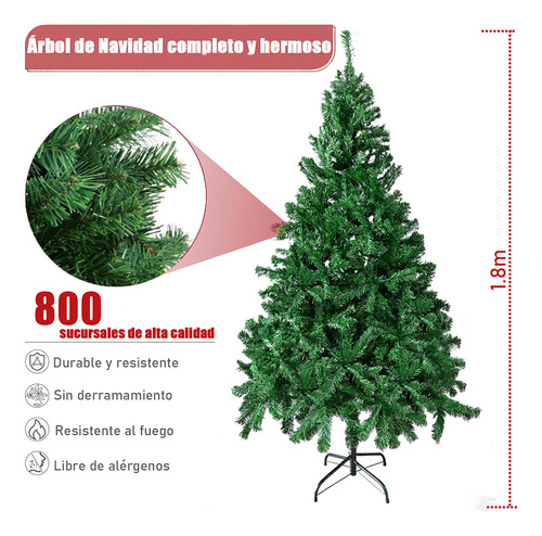 Árbol De Navidad Artificial Para Navidad 6ft/1.8 M 800 Ramas