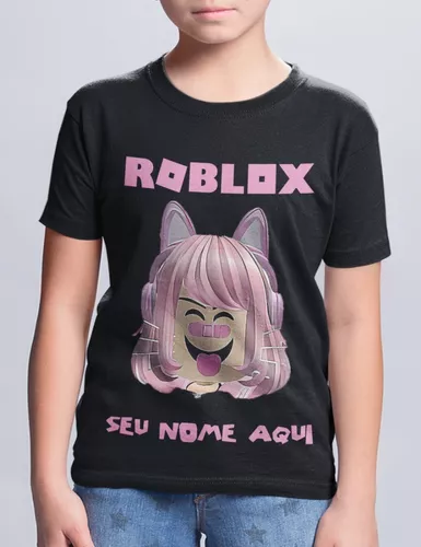 Camiseta blusa preta menina roblox com seu nome - Estampmax