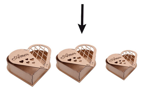 Imagem 3 de 6 de Caixa Coração Mdf Amor M 22,5x17x6cm Hot Pink
