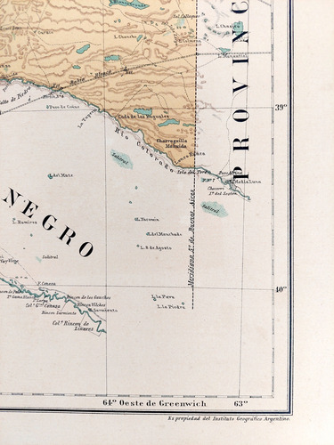 Mapa 1886 La Pampa Ferrocarriles Telegrafos Indios Sendas (Usado)