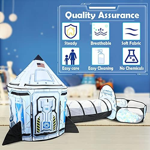 White Rocket Ship Kids Ball Pit Con Play Tent Y Play Tunnel,
