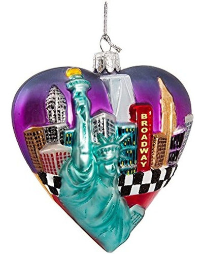 Kurt Adler Glass New York Cityscape Ornament, 3.75-inch