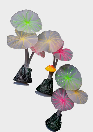 Adorno De Silicona, Coral Hongo 10cm Fluorescente Pack X 3un