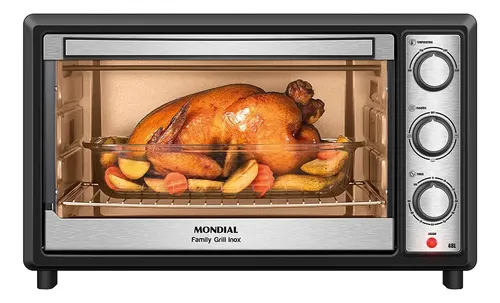 Forno Elétrico 48L Family Grill Inox Mondial Preto/Inox 2000W FRN-48