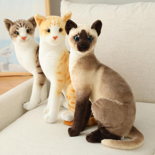 Simulación Suave Gatos Siameses Muñeca 25cm Estilod