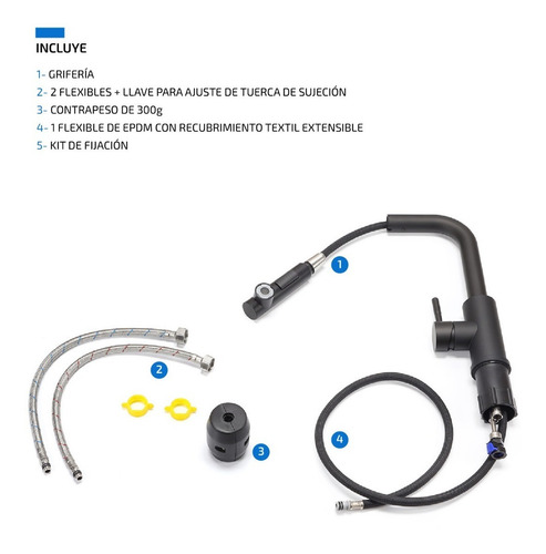 Imagen 7 de 10 de Griferia Monocomando Para Cocina Extensible Canilla De Acero