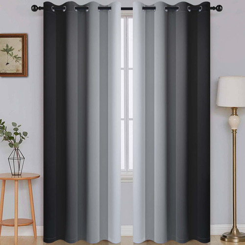 Ombre Room Darkening Curtains For Bedroom  Gradient Bla...