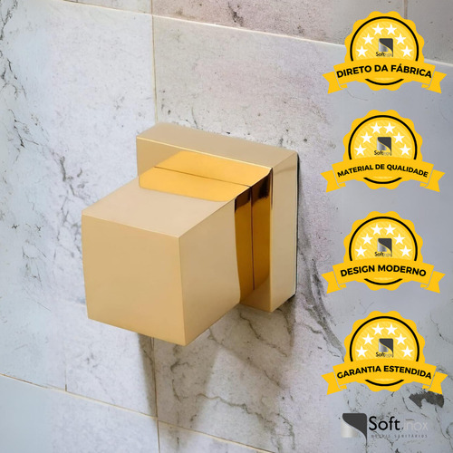Kit 2 Acabamentos De Registro Padrão Deca Quadrado Dourado em Metal