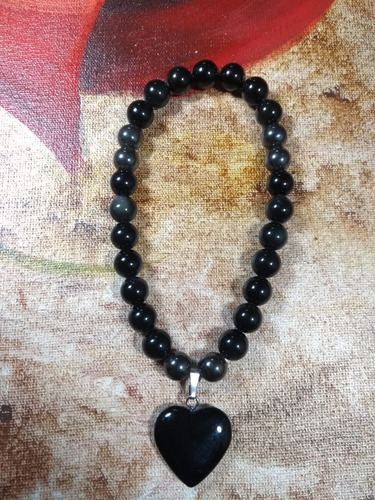 Japamala Pedra Obsidiana Negra E Hematita 27 Contas 8mm