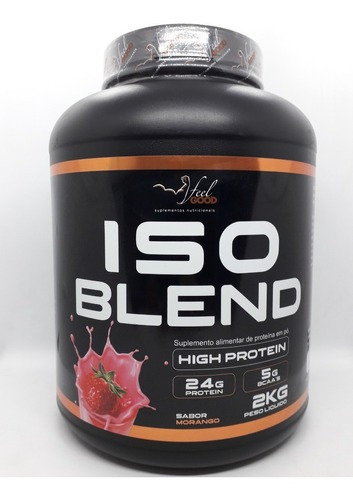 Suplemento em pó Feel Good Suplementos  Blend de Proteínas ISO Blend proteínas ISO Blend sabor  morango em pote de 200mL