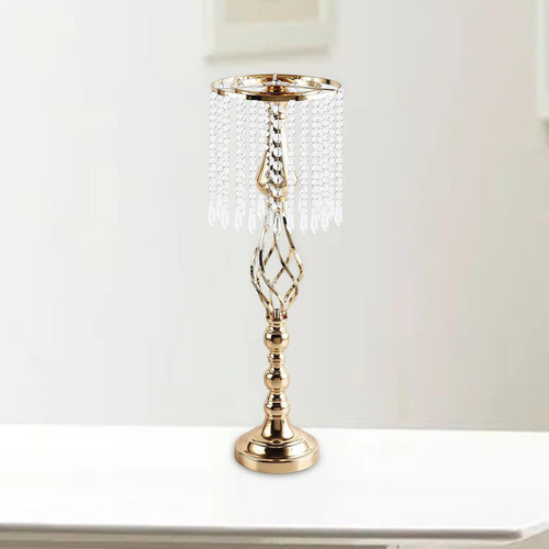 Castiçal De Mesa Com Pilar De Casamento Dourado Grande