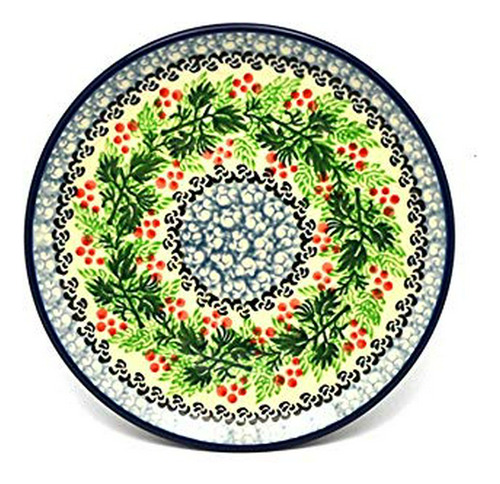 Polish Pottery Plate - Bread & Butter (6 1-4 ) - Holly Berry